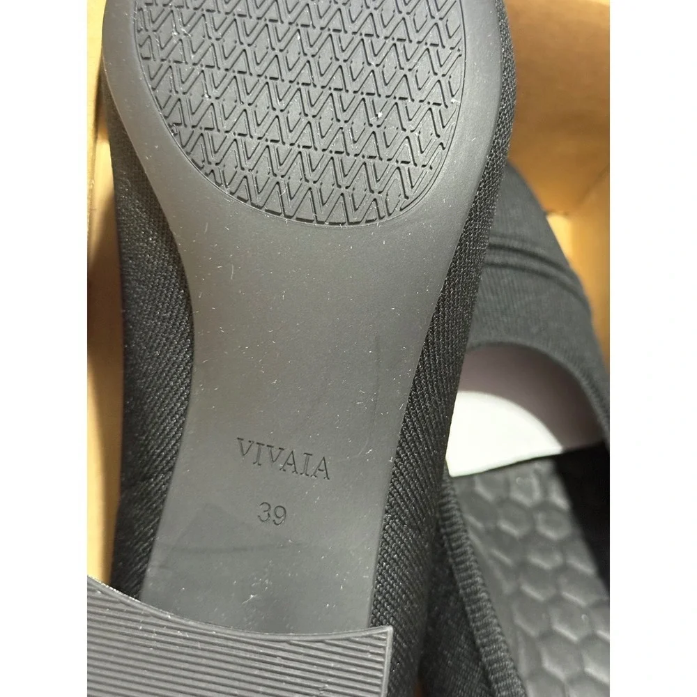VIVAIA Black Knit Pointed‎ Toe Block Heel Pumps Comfortable Shoes EU/39 US/8